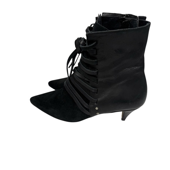 Free People Juliette Kitten Heel Ankle Boots Black Leather Size 36 Witchycore - Picture 4 of 9